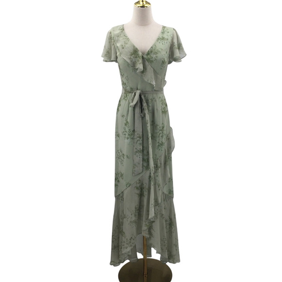 AW BRIDAL 10 L Pistachio Green Penoy floral Celia formal maxi dress NEW b95 - Picture 3 of 9